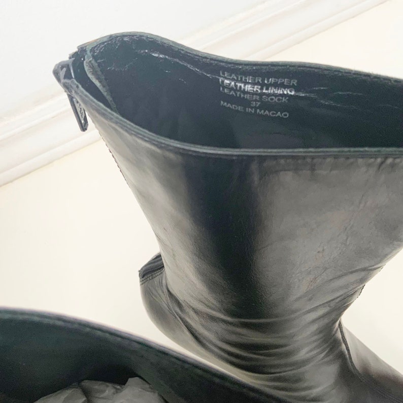 Vintage ALDO Pointy Toe Black Leather Stiletto Ankle Boots, Elegant Booties image 6
