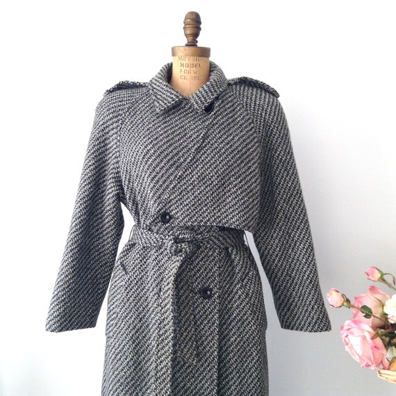 Vintage EXCEPTION Tweed Winter Coat, Long Winter