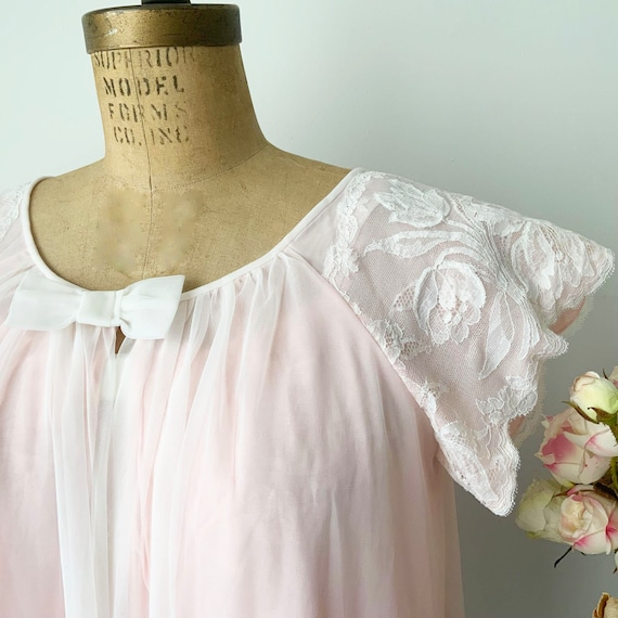 Vintage PERRI ANN Pink Nylon Robe and Nightgown S… - image 5