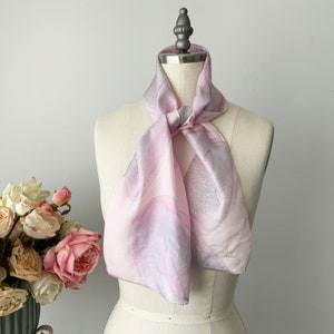 Vintage Fringed Pale Pink Rectangular Silk Scarf