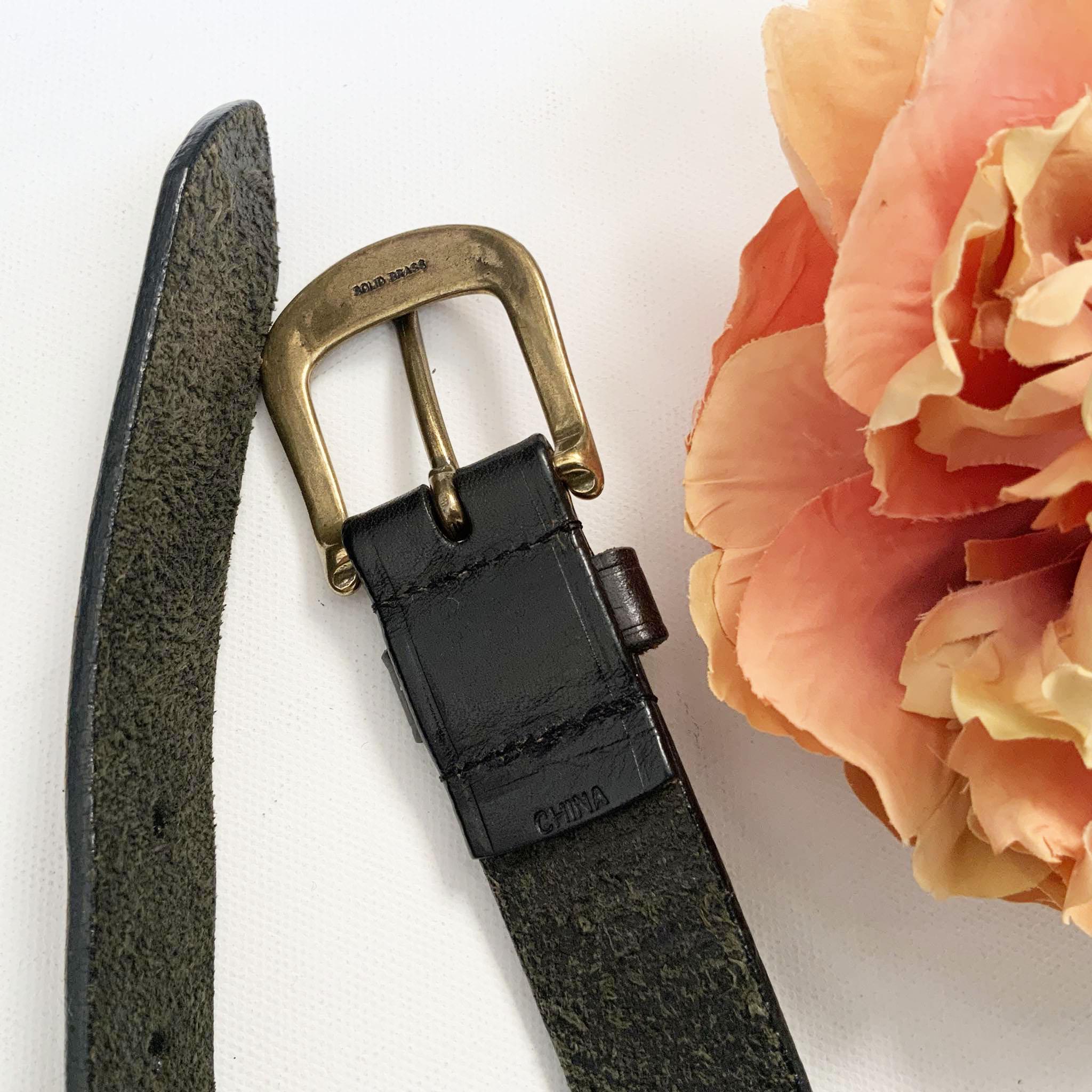 Vintage JONES NEW YORK Black Leather Unisex Belt With Solid  display picture 2