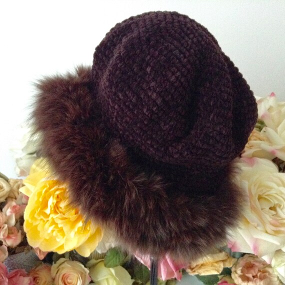 Vintage FERSTEN Purple Acrylic and Fur Winter Hat… - image 5