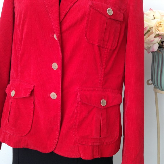 Vintage LANDS' END Red Corduroy Jacket, Velvet Ja… - image 4