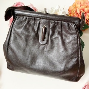 Vintage BOSCHA MODELL 1960s Dark Brown Leather Top Handle Bag