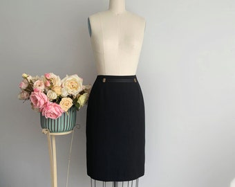 Vintage CONRAD C Proportion Petite Black Knee Length Straight Skirt, Classic Skirt, Versatile Skirt, Elegant Skirt