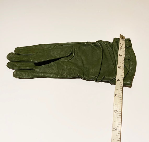 Vintage Alexandra Bartlett Green Leather Gloves w… - image 8