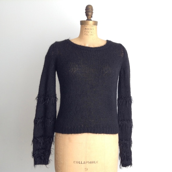 Vintage BENETTON Black Mohair Blend Pullover Swea… - image 2