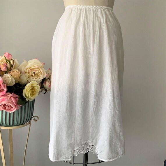 Vintage LADY LYNNE White Cotton Half Slip with Front … Gem