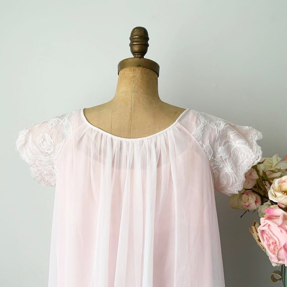 Vintage PERRI ANN Pink Nylon Robe and Nightgown S… - image 4
