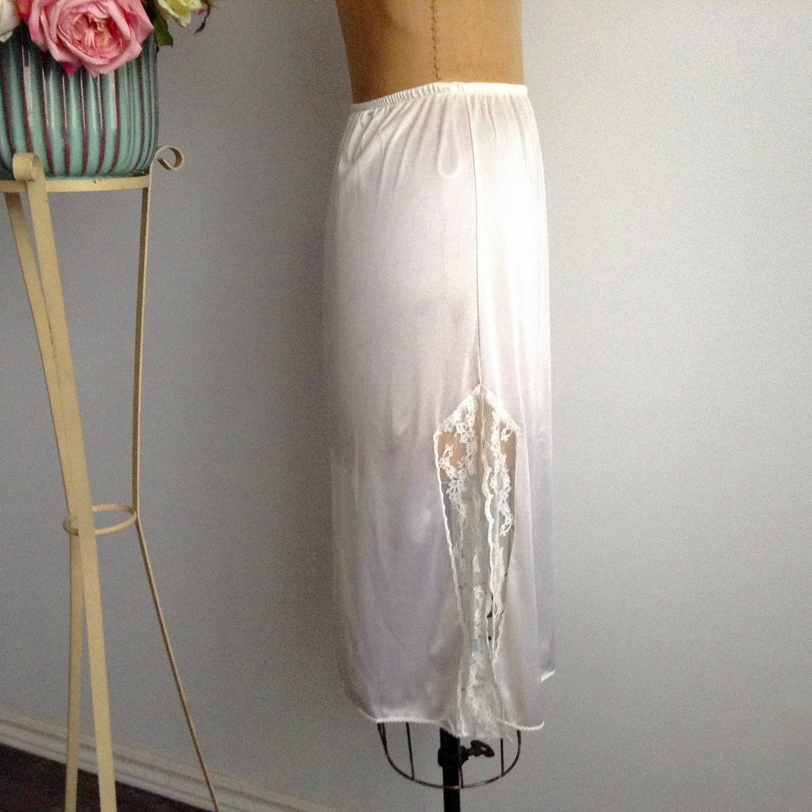 Vintage LINDA LINGERIE Beige Half Slip Lace Half Slip Long Etsy