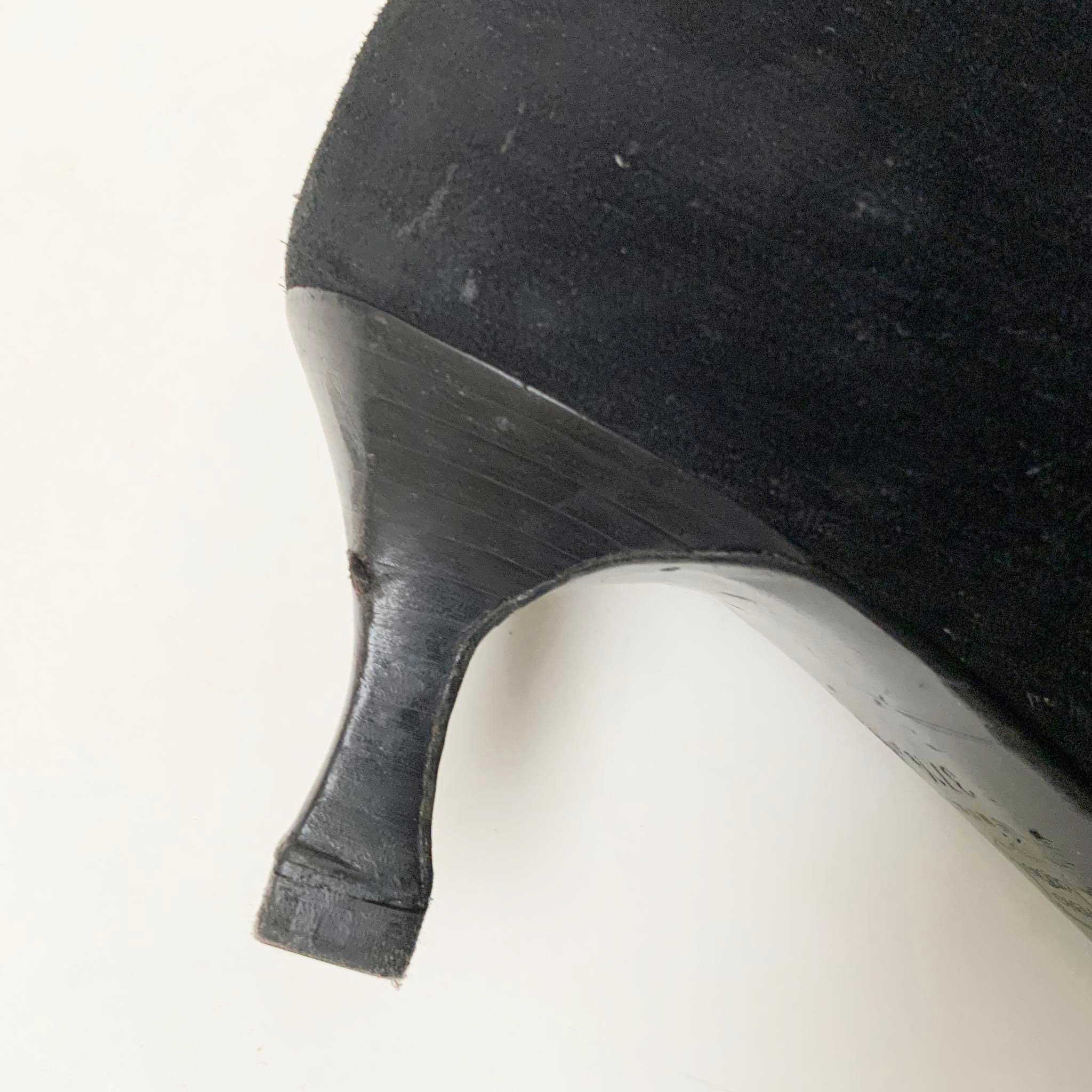 Vintage HOBBS Black Suede Kitten Heel Boots Elegant Leather Boots