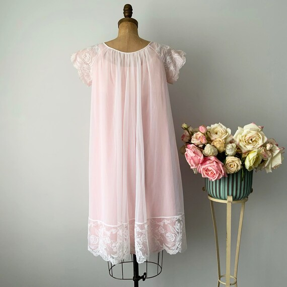Vintage PERRI ANN Pink Nylon Robe and Nightgown S… - image 8