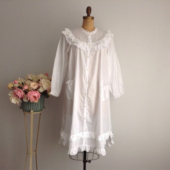Vintage Nicole White Cotton Long Sleeve Nightgown With Etsy Vintage Nicole White Cotton Long Sleeve Nightgown With Etsy