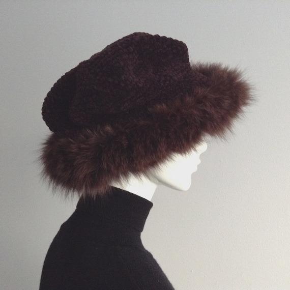 Vintage FERSTEN Purple Acrylic and Fur Winter Hat… - image 2