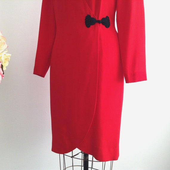 Vintage SARA EDWARDS Bichon Red Formal Dress,  Lo… - image 6