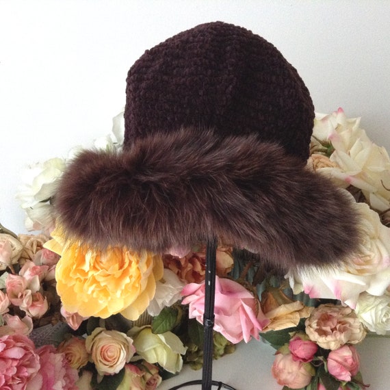 Vintage FERSTEN Purple Acrylic and Fur Winter Hat… - image 4