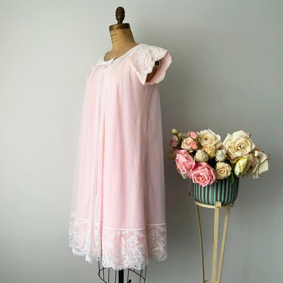 Vintage PERRI ANN Pink Nylon Robe and Nightgown S… - image 9