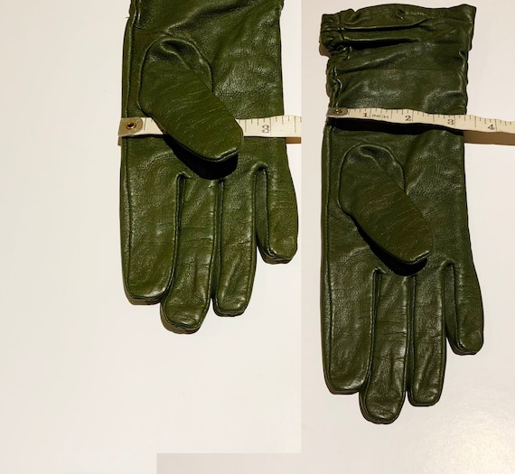 Vintage Alexandra Bartlett Green Leather Gloves w… - image 10