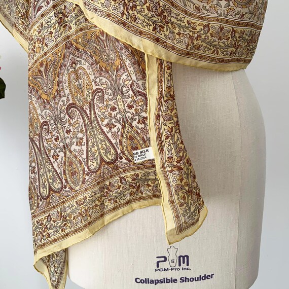 Vintage Large Rectangular Beige Brown Mustard and… - image 5