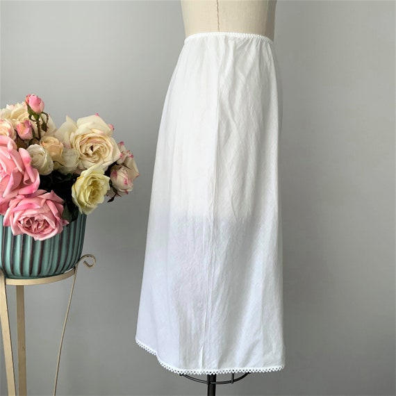 Vintage LADY LYNNE White Cotton Half Slip with Front … Gem