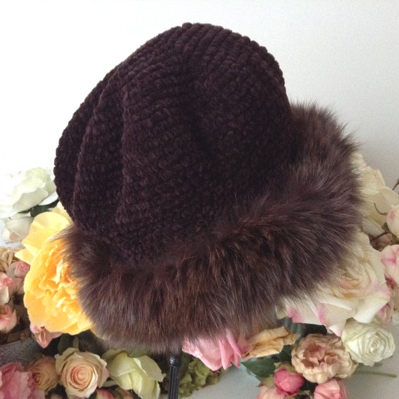 Vintage FERSTEN Purple Acrylic and Fur Winter Hat… - image 3