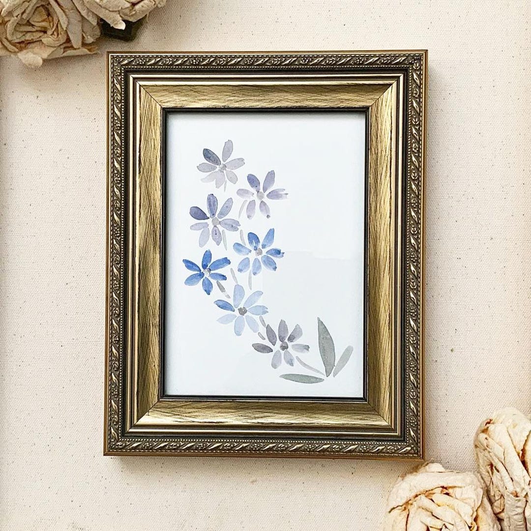 Vintage Gold Rectangle 5x7 Frame With Striped and Twisted Floral ...