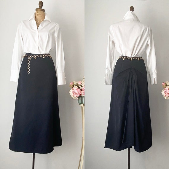 Vintage FRED SUN Black Long Formal Bustle Skirt ,… - image 1
