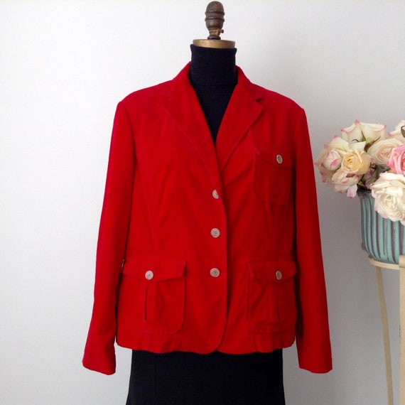 Vintage LANDS' END Red Corduroy Jacket, Velvet Ja… - image 8