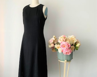 Vintage TEENFLO Black  Sleeveless Fit and Flare Silk Dress, Size 8 Dress, Summer Dress, Elegante Dress