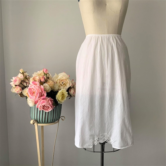 Vintage LADY LYNNE White Cotton Half Slip with Front … Gem