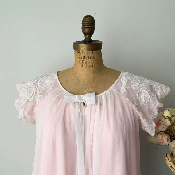Vintage PERRI ANN Pink Nylon Robe and Nightgown S… - image 6