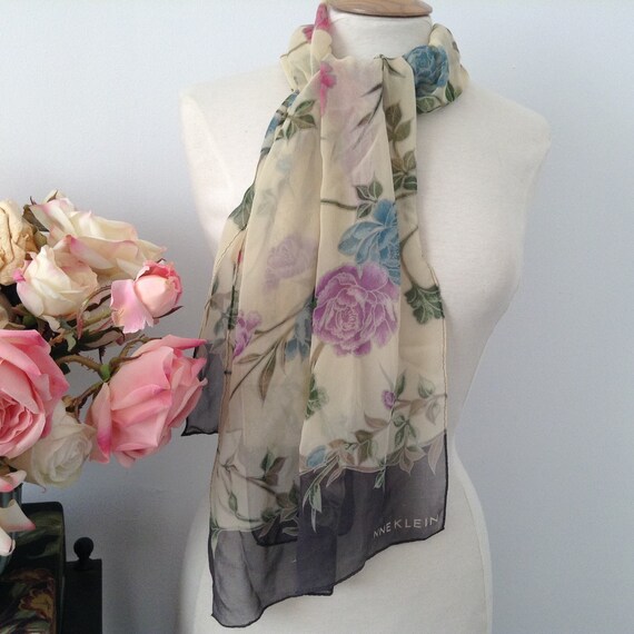 Vintage Rectangular Colorful Anne Klein Sheer Silk