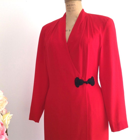 Vintage SARA EDWARDS Bichon Red Formal Dress,  Lo… - image 4