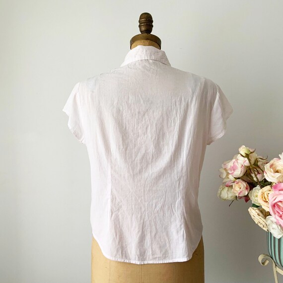 Vintage Pale Pink Short Sleeve Floral Applique Co… - image 6