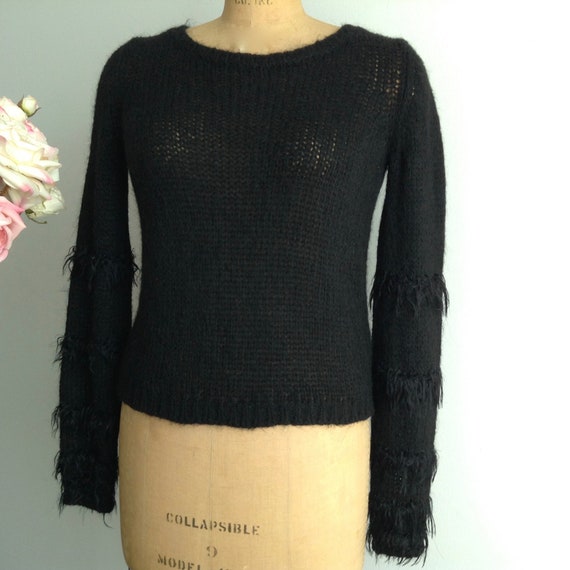 Vintage BENETTON Black Mohair Blend Pullover Swea… - image 3