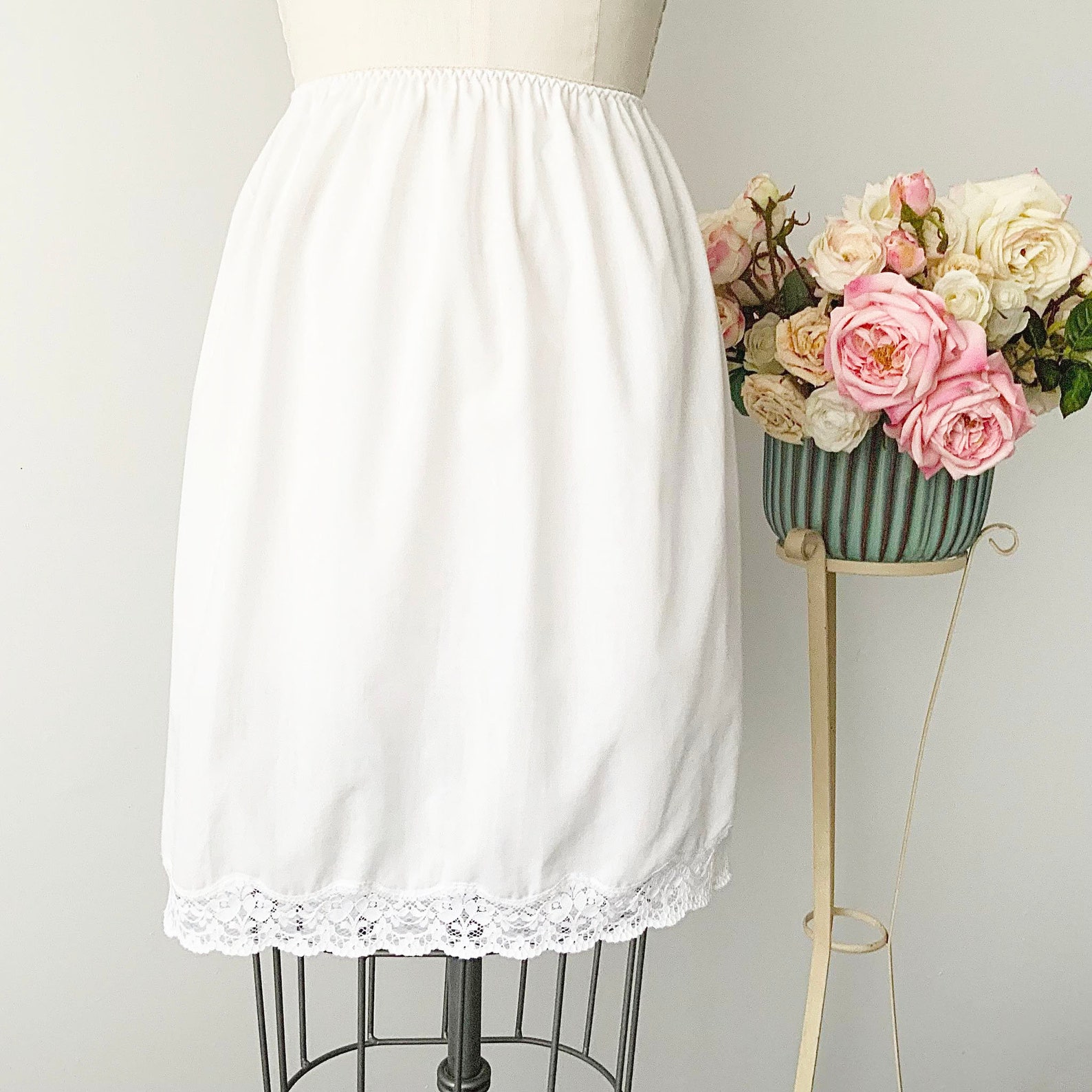 Vintage White Cotton Half Slip With Floral Lace Adornment Etsy Vintage White Cotton Half Slip With Floral Lace Adornment Etsy