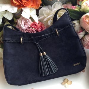 Vintage XOXO Purse,Polyester and Suede XOXO Handbag,Brass Rings and Black Suede Bag,Black Suede Top Handle Bag,Black Suede Purse, Gift Idea