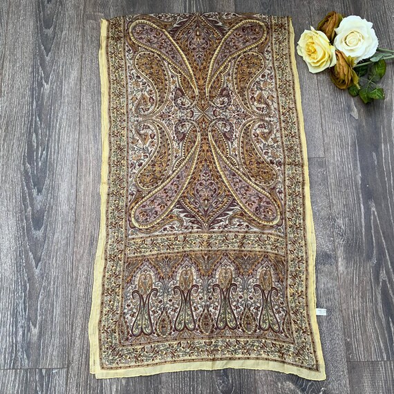 Vintage Large Rectangular Beige Brown Mustard and… - image 4