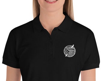 Embroidered Women's Polo Shirt - Crochet Ball  | Gift Idea for Crochet Lover