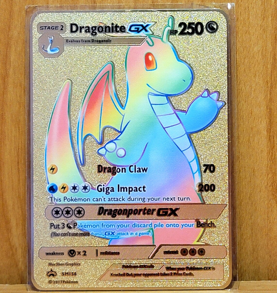 Gold Dragonite GX Metal Pokemon Card Etsy UK