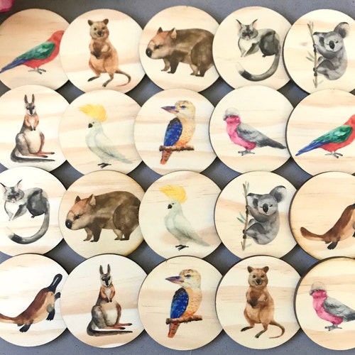 Wooden Memory Game Aussie Animals | Etsy Australia