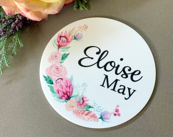 Custom Printed Name Plaque | Native Florals | Hanging Door Sign | Nursery Decor