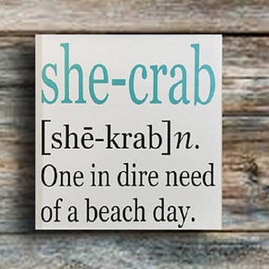 Aqua She-Crab Sign Ocean Beach Sign  Wood  Beach Cottage  Beach House  Farmhouse Cottage  Nautical Sign  Nautical Loft Decor  Seaside