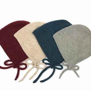 100% cashmere baby toddler bonnet, hand knitted vintage style kid hat, size from newborn to 4 years, knit TO ORDER