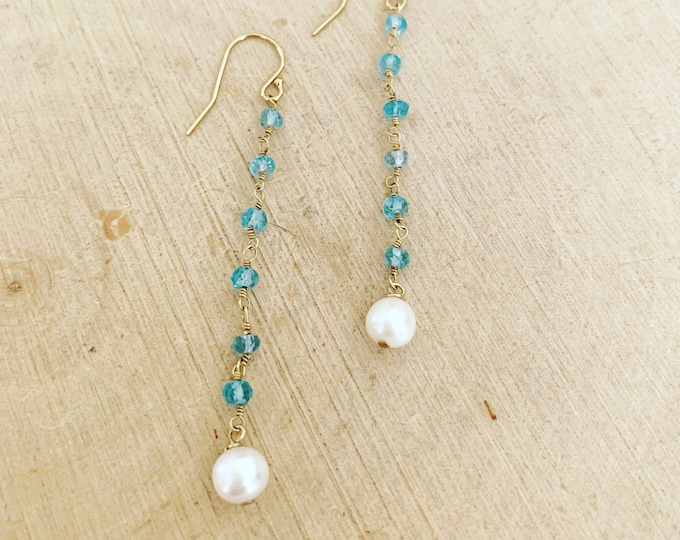 Aquamarine & Pearl Earrings