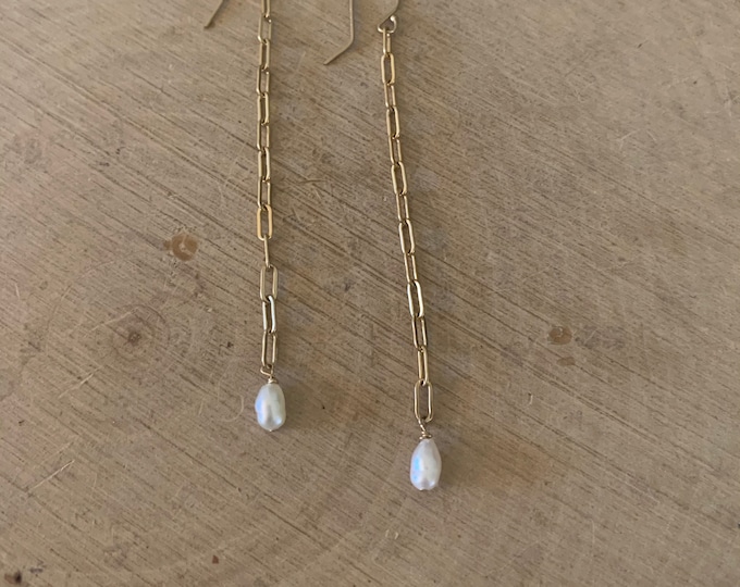 Freshwater Pearl Chain Earrings