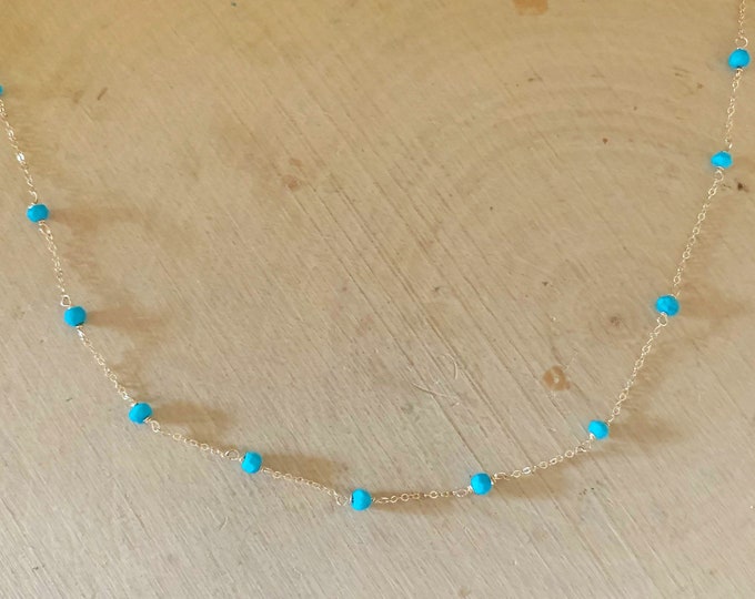 Turquoise Beaded Chain Necklace