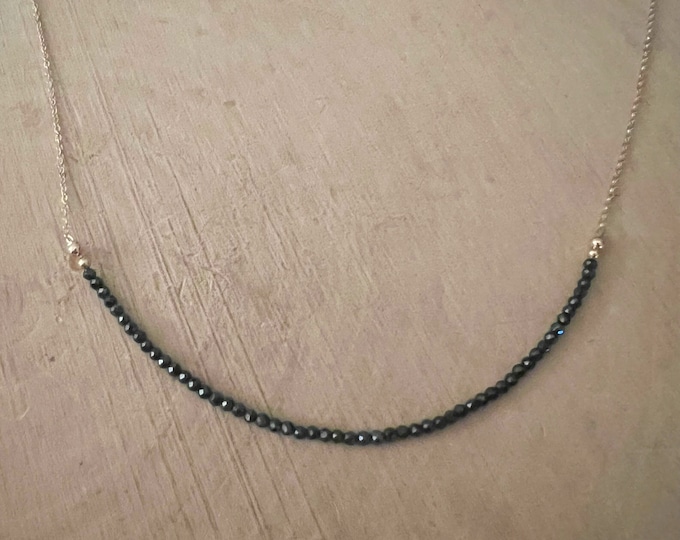 Black Spinel & Chain Necklace