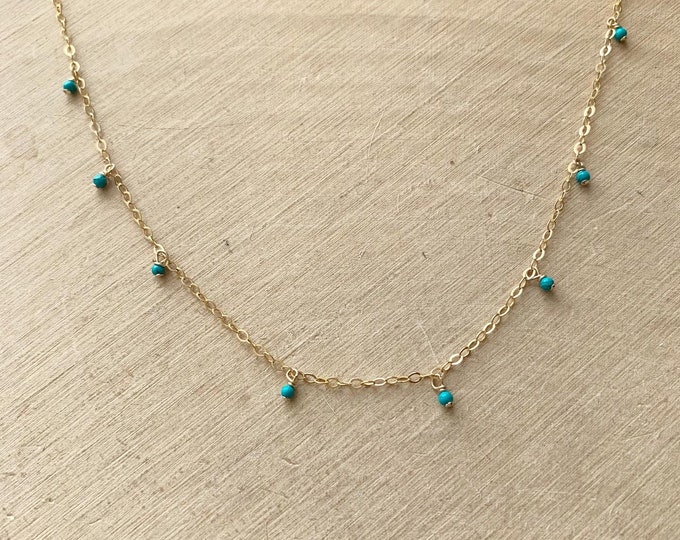 Tiny Turquoise Dangle Necklace