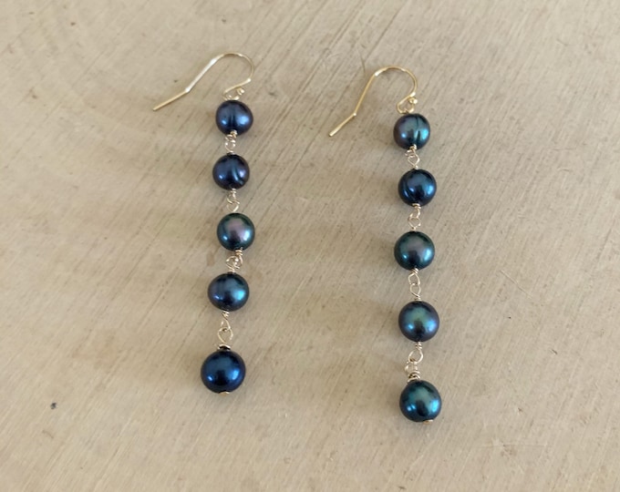 Tahitian Blue Freshwater Pearl Earrings